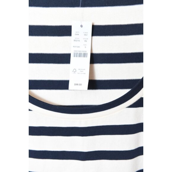 J. Crew Maxi Dress Navy White Stripe Scoop Neck Short Sleeve Size S NEW - Picture 4 of 11
